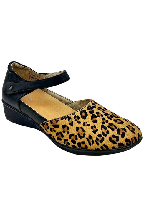 Revere Shoes - Revere Adjustable Leather Mary Janes Osaka Black Leopard - Wide